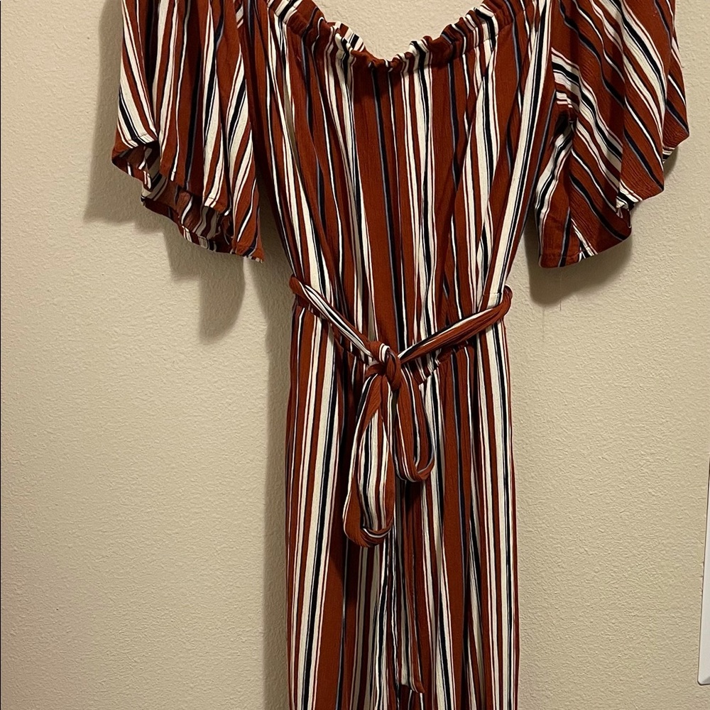 One piece short flutter sleeve pant suit
